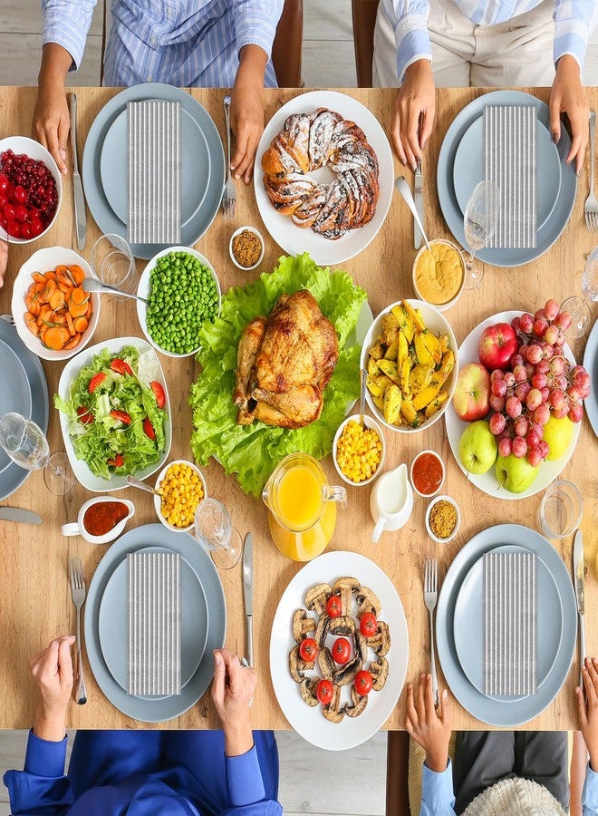 وولاين مجموعة مناديل ضيوف مخططة باللونين الرمادي والأبيض من والين، عبوة من 100 منديل ورقي للاستخدام مرة واحدة، مثالية لحفلات الزفاف وحفلات استقبال المولود الجديد، ولتزيين طاولات المطبخ والحمام. - Image 5